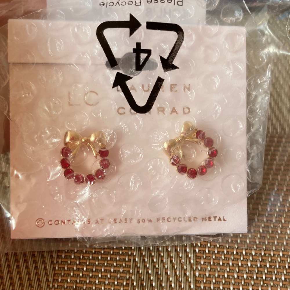 LC Lauren Conrad Christmas Wreath Earrings